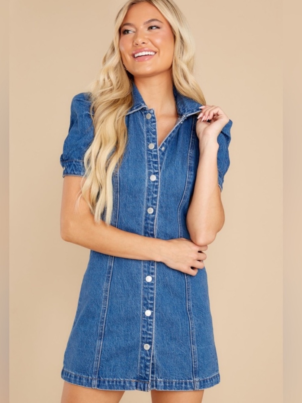 Blank NYC Blue Denim Button-Front Mini Dress